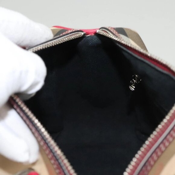 BURBERRY Nova Check Hand Bag PVC Beige Silver Auth 120678 - Picture 10 of 16